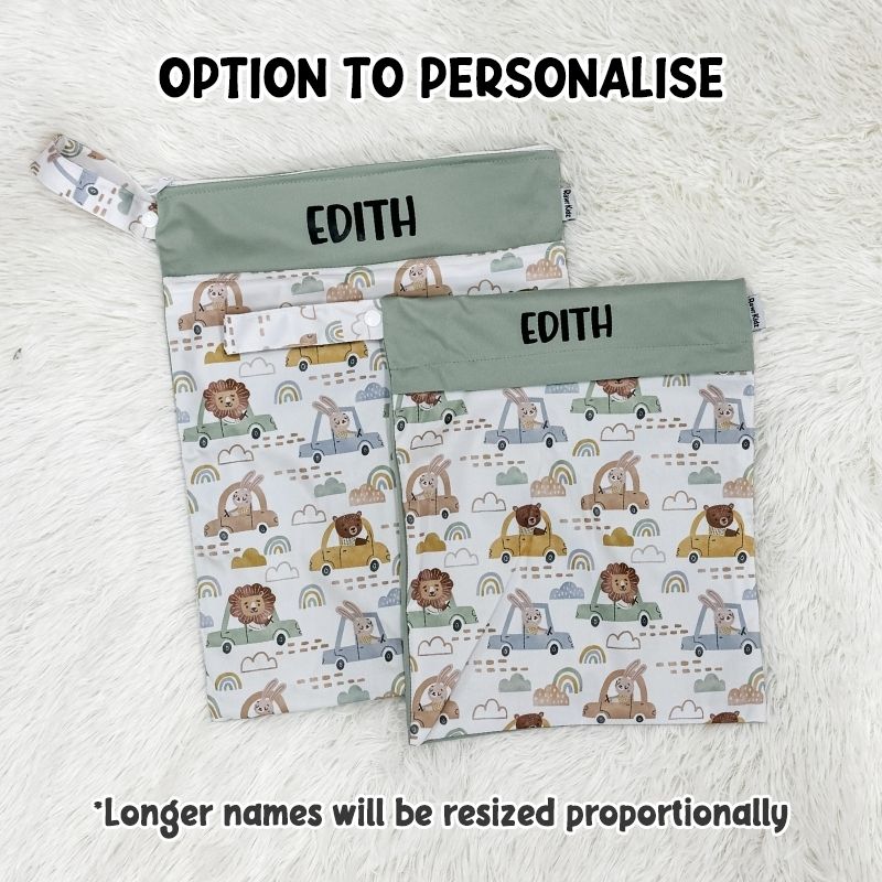Wet Bag Design 16 – Animal Cars - Option to personalise