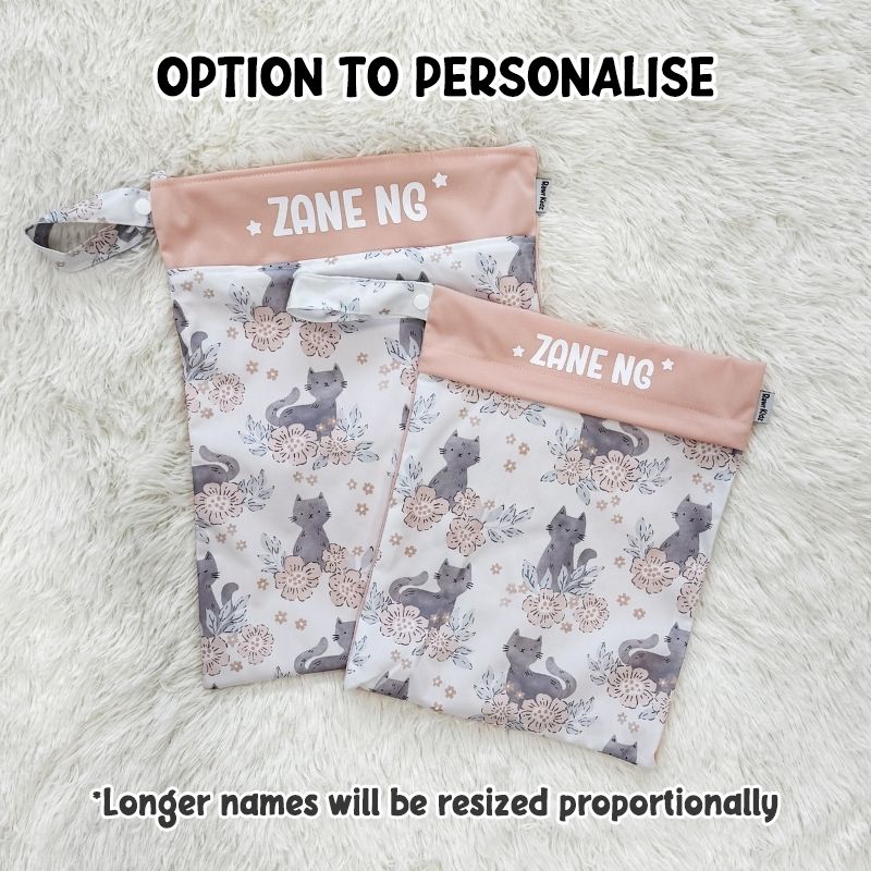 Wet Bag Design 24 – Floral Cat - Option to personalizse