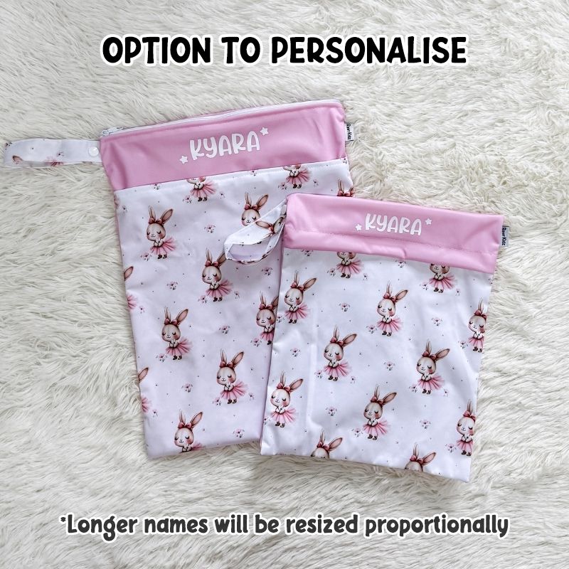 Wet Bag Design 61 – Ballet Rabbit - Option to personalise
