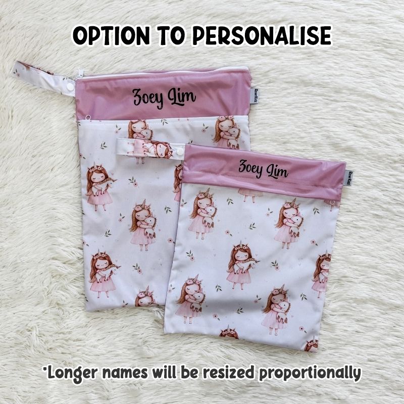 Wet Bag Design 69 – Girl with Unicorn - Option to personalise