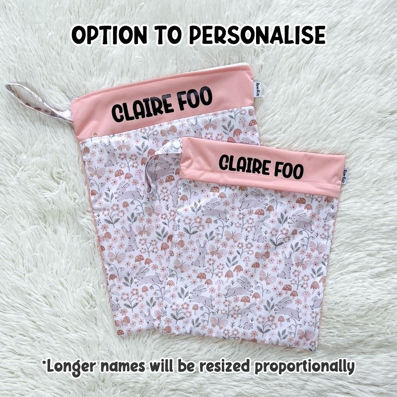 Wet Bag Design 82 – Floral Rabbits - Option to personalise